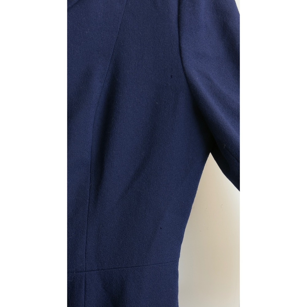 Vintage Talbots Navy Blue Wool Coat Dress Gold Buttons Size 12 Long Sleeve Midi - Picture 5 of 13